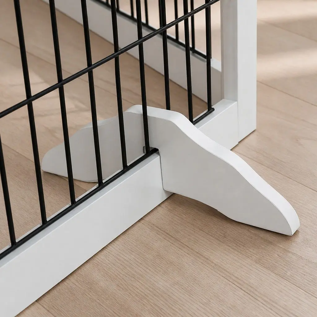 Pet Dog Playpen 6 Panels Foldable Indoor Outdoor Enclosure White