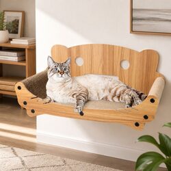 Cat Kitten Claw Scratching Board Corrugated Cardboard MDF Frame Toy Bed Post