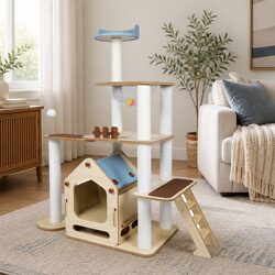 Cat Tree Scratching Post Tower with Platforms Sleeping Den Sisal Posts