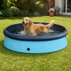 Folding Pet Swimming Pool Portable Dog Bath Tub Sprinkler Fountain Interactive