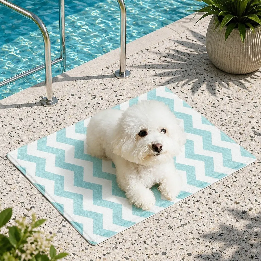 Pet Cooling Mat 40cm x 50cm Blue Textured Surface Foldable Portable Soft Foam