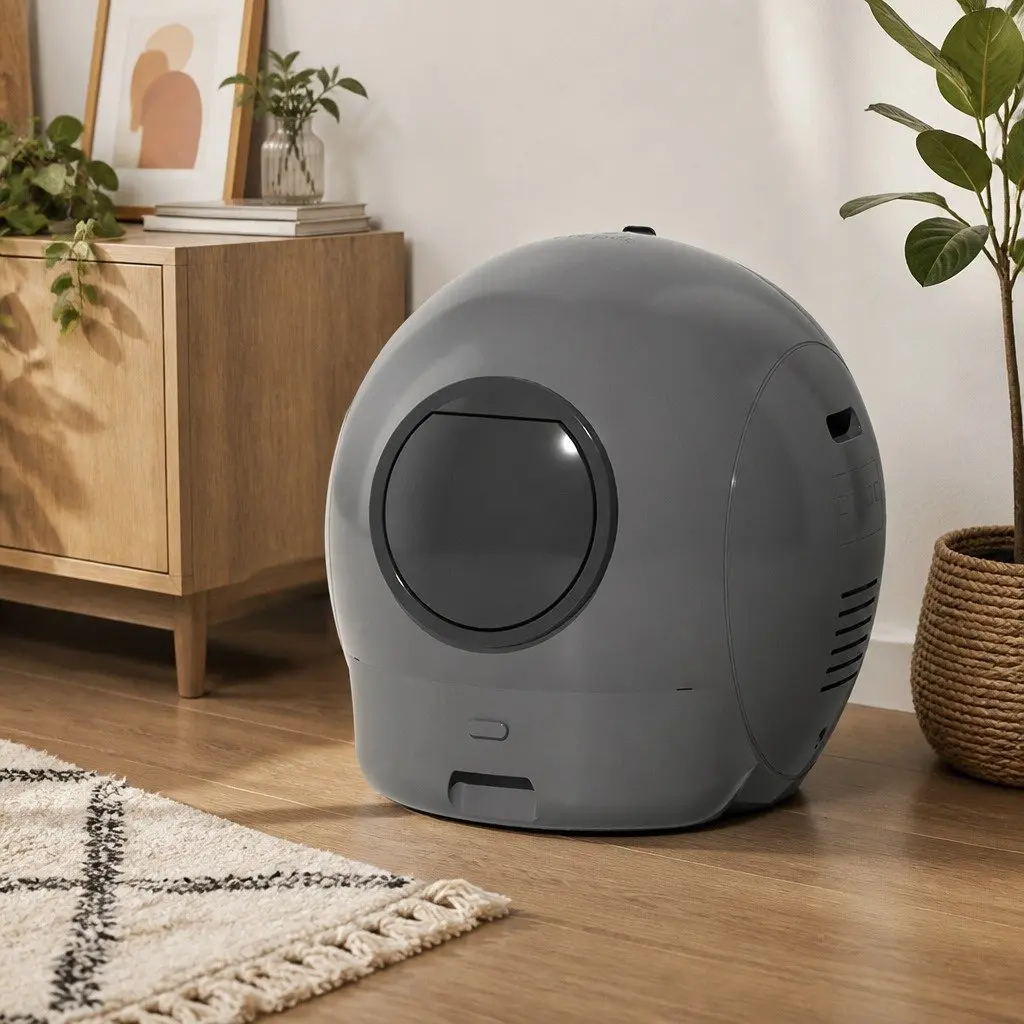 Self-Cleaning Cat Litter Box Large Smart Grey with Wi-Fi App Control and Odor Locking Technology