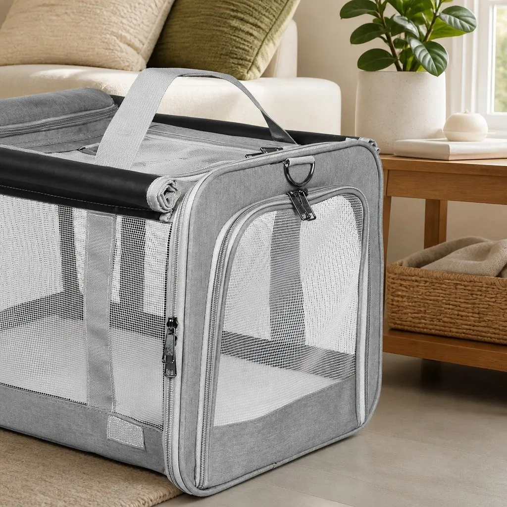 Pet Carrier Bag XL Portable Foldable Mesh Shoulder Crossbody