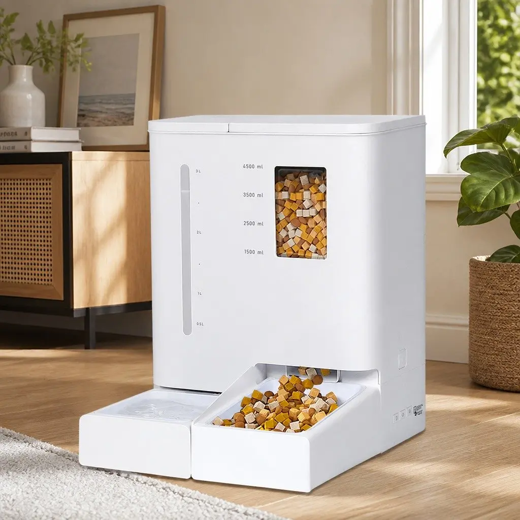 Automatic Pet Feeder Water Dispenser 5L Food 4L Water WiFi App Control Dual Power