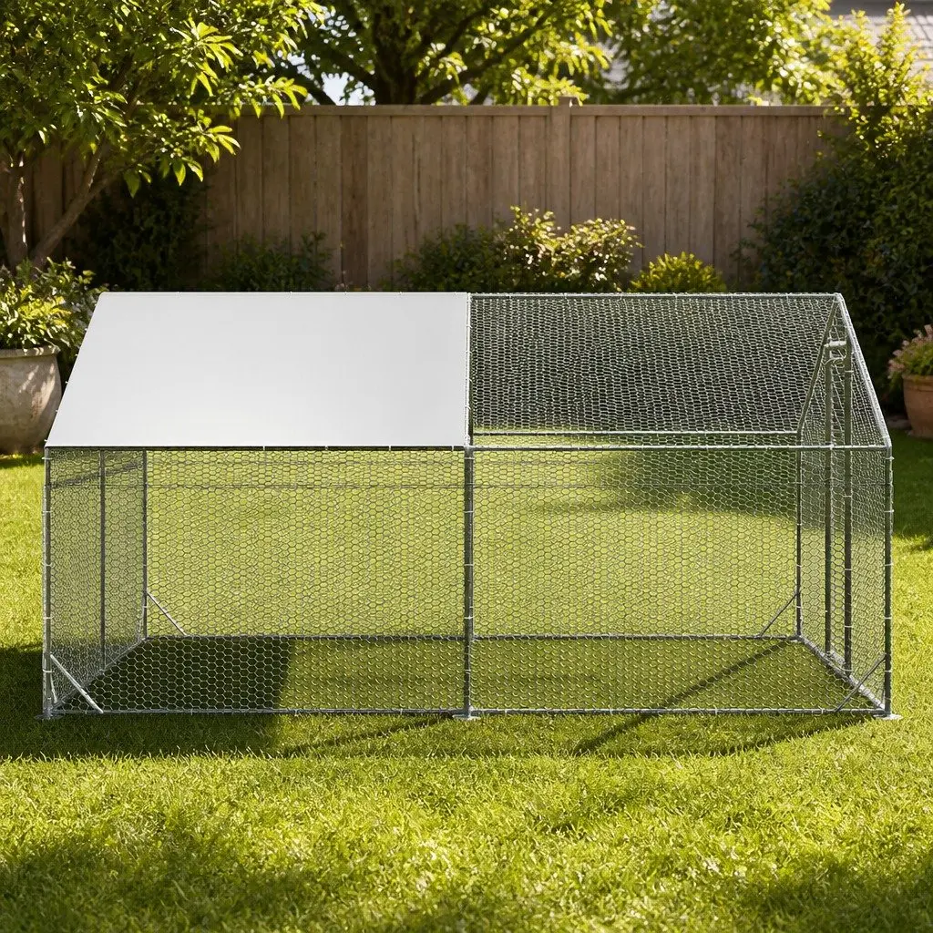 Large Metal Walk-in Chicken Coop Cage 400x300x194cm Poultry Housing Enclosure