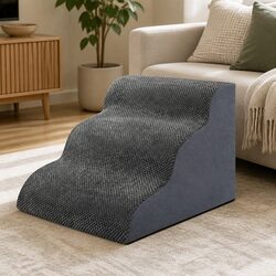 Enhance Your Home with 3-Step Pet Stairs in Grey