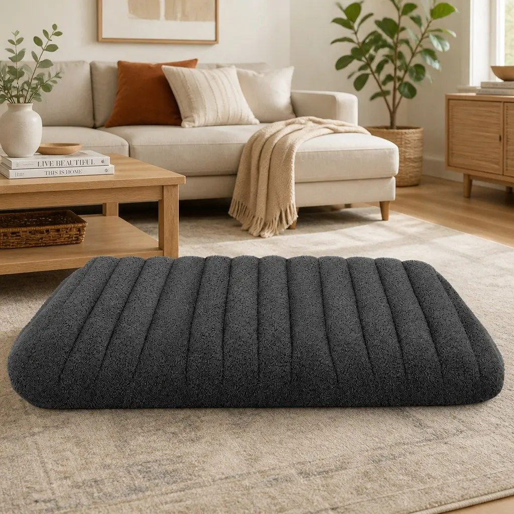 Orthopedic Dog Bed Large Removable Washable Cover Dual Layer Foam Waterproof Non Slip Base Grey