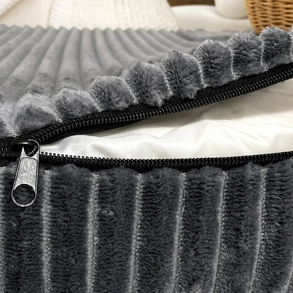 Orthopedic Pet Bed XL Grey Corduroy Waterproof Removable Washable Cover with 4 Sided Pillow Bolsters for Neck and Head Support