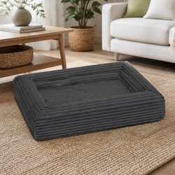XXL Orthopedic Dog Bed Egg Crate Foam Corduroy Removable Washable Cover Grey Pet