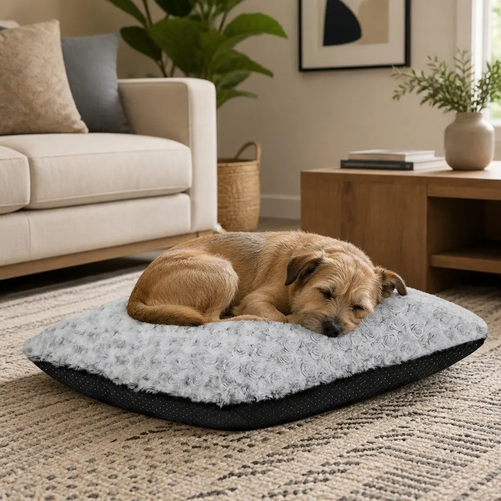 Dog Bed 60cm x 45cm Soft Plush Mattress with Joint Support and Machine Washable Cover