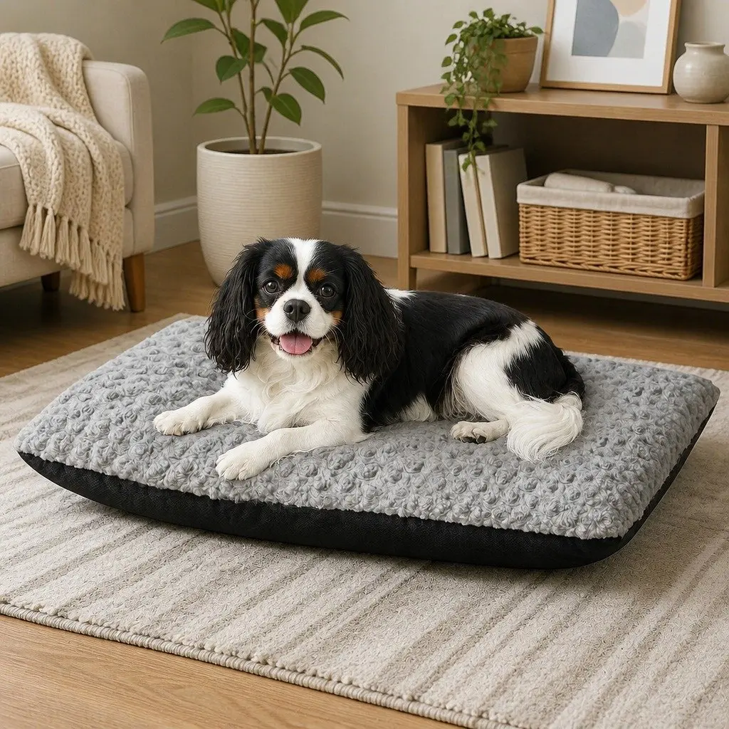Dog Bed 60cm x 45cm Soft Plush Mattress with Joint Support and Machine Washable Cover
