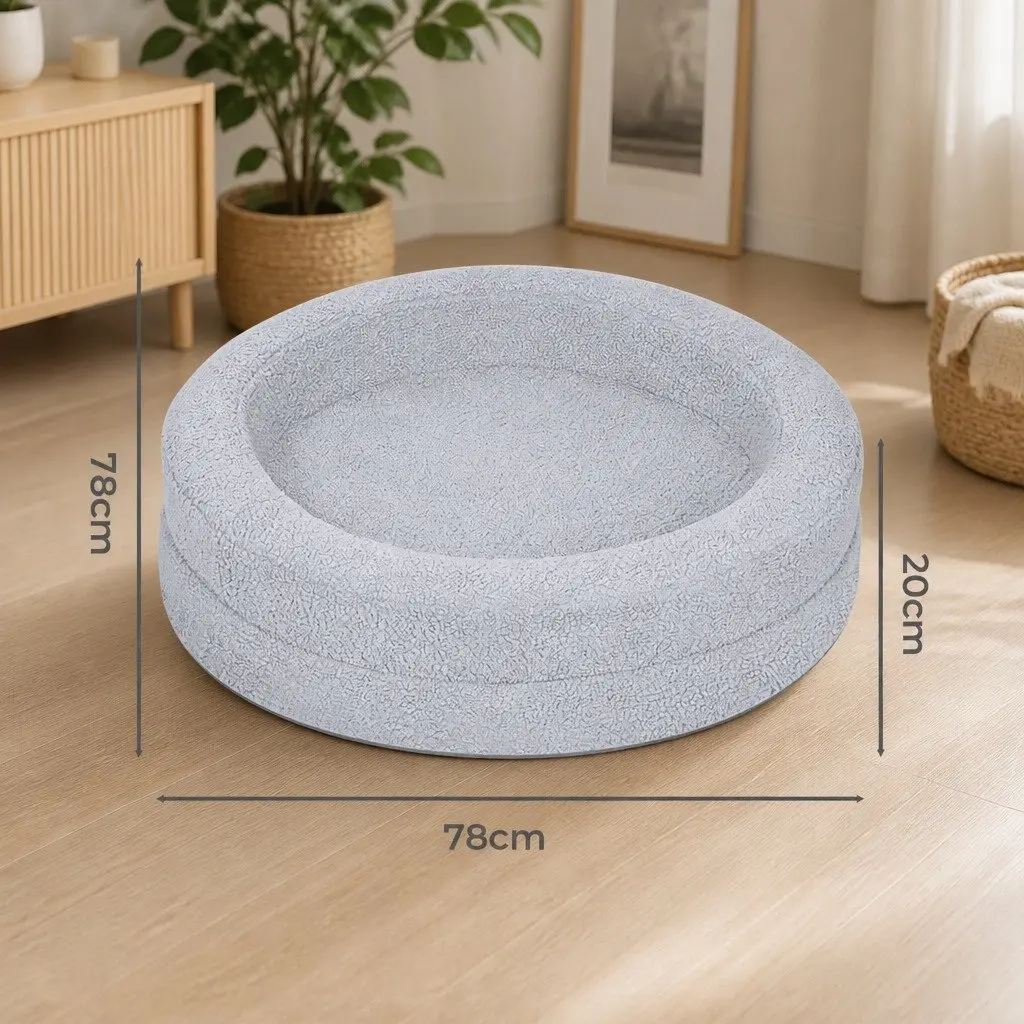 Orthopedic Memory Foam Dog Bed 78cm Calming Nest Waterproof Sherpa Cover
