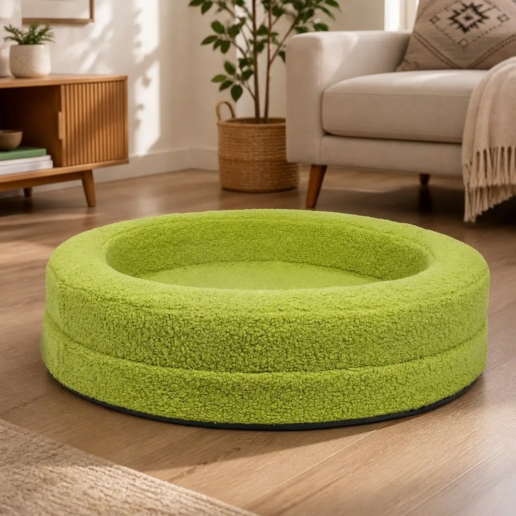 Orthopedic Memory Foam Dog Bed Medium Waterproof Sherpa Calming Bolstered Nest