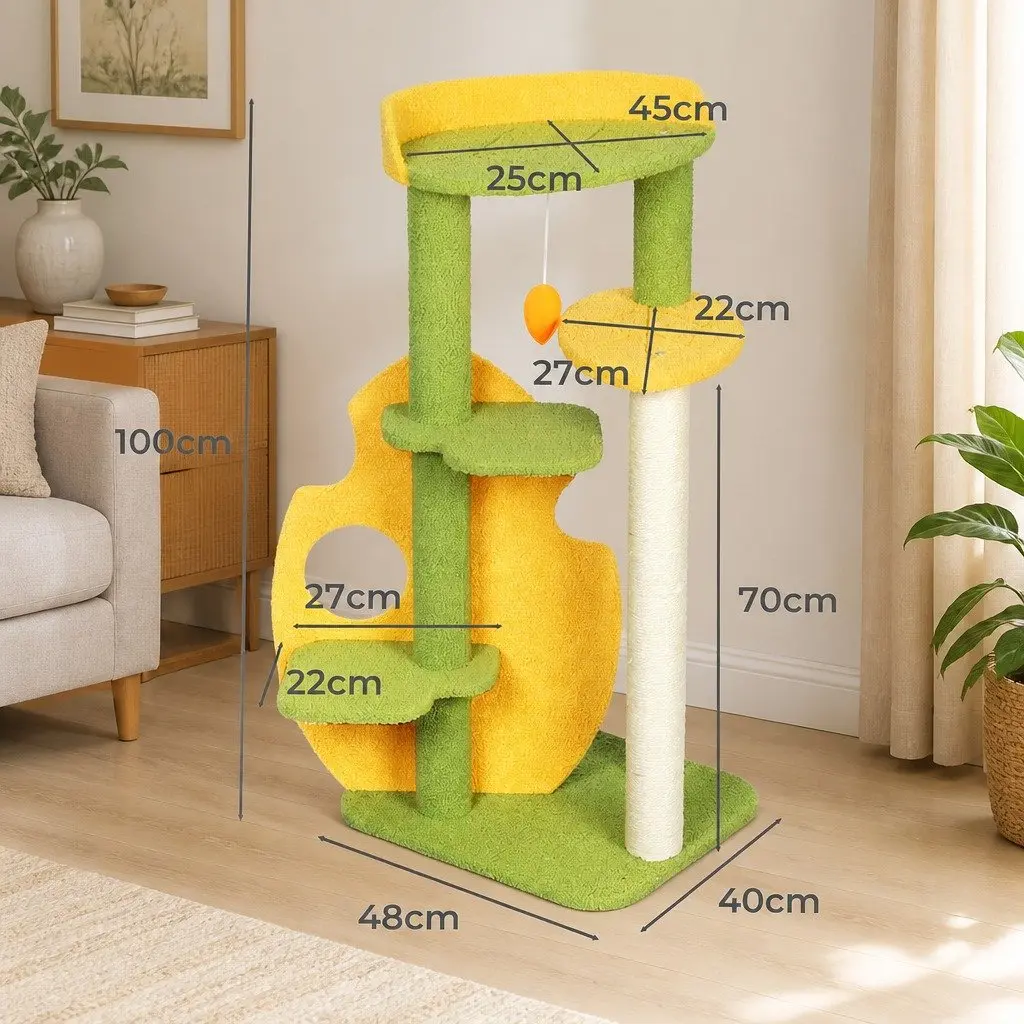 Cat Tree Multi-Level Scratching Climbing Tower with Plush Surfaces and Sisal Posts