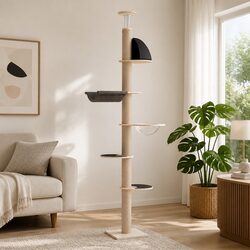 Cat Tree Tower 6-Level Multi Activity Climbing Scratching Post Condo Hammock