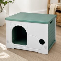 Pet House Dog Kennel Indoor Outdoor Semi-Enclosed Stackable Plastic Puppy Bed