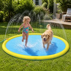 Splash Pad Kids Pet Sprinkler Water Play Mat 240cm Outdoor Summer Fun
