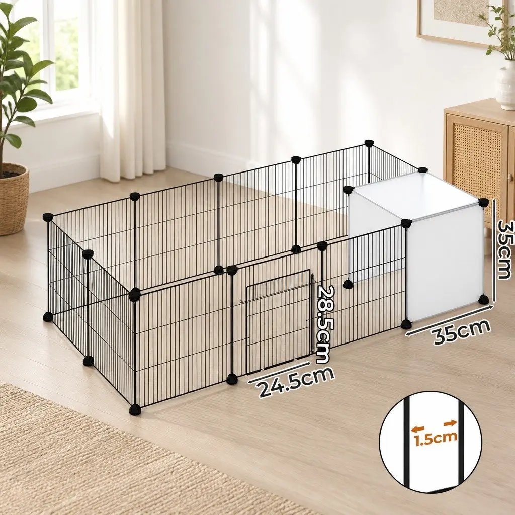 Pet Playpen 14 Panels Modular Enclosure for Small Animals Hamster Rabbit Guinea Pig