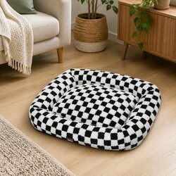 Dog Bed Plush Calming Pet Bed Soft Washable Removable Cover Raised Bolster