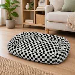 Stylish Checkered Dog Bed for Ultimate Relaxation