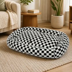Dog Bed Calming Pet Plush Soft Washable Removable Cover Raised Bolsters Support