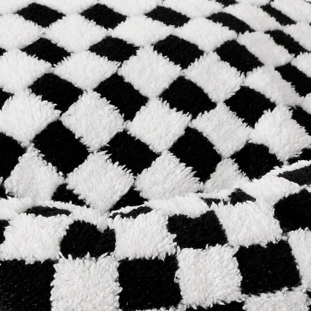 Circular Plush Dog Cosy Bed Checkered Calming Pet Bed Removable Washable Cover
