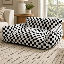 Stylish Washable Checkered Dog and Cat Bed