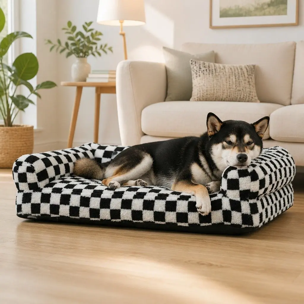 Orthopedic Dog Bed 70 x 50 cm Memory Foam Washable Cover Calming Sofa