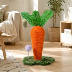 Cat Scratching Post Carrot Design Interactive Toy Sisal Rope Climbing Play Pole