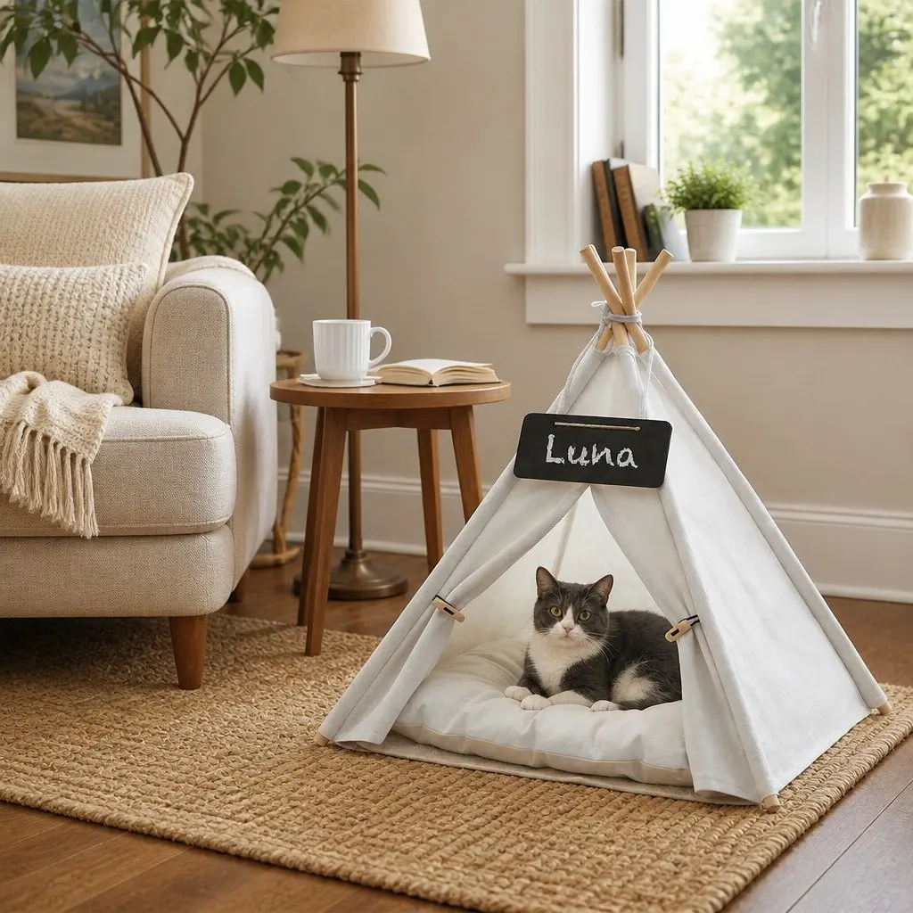 Pet Tent Dog Bed Small Indoor Hideaway Washable Cushion Portable