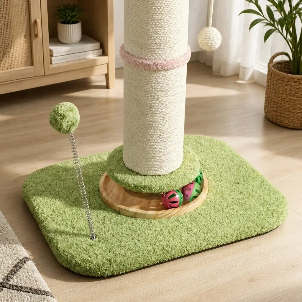 Cat Scratching Post 61.5cm Flower Tower Plush Platform Interactive Play