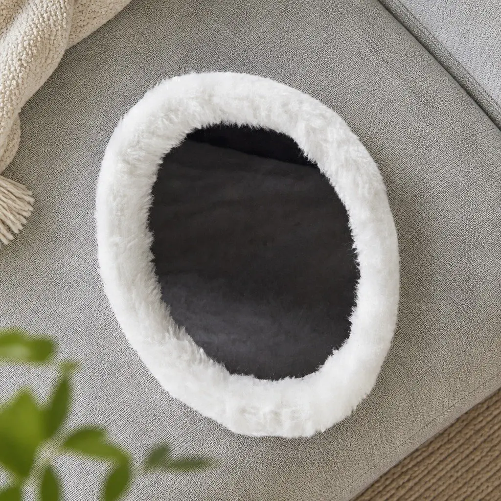 Foldable Cat House Cave Bed Double Layer with Scratching Board Interactive Nest