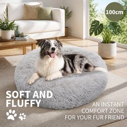 Stylish XL Round Dog Bed for Cozy Spaces Light Grey 100cm