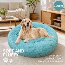 Comfortable Round Pet Bed for Your Furry Companion 100cm Green