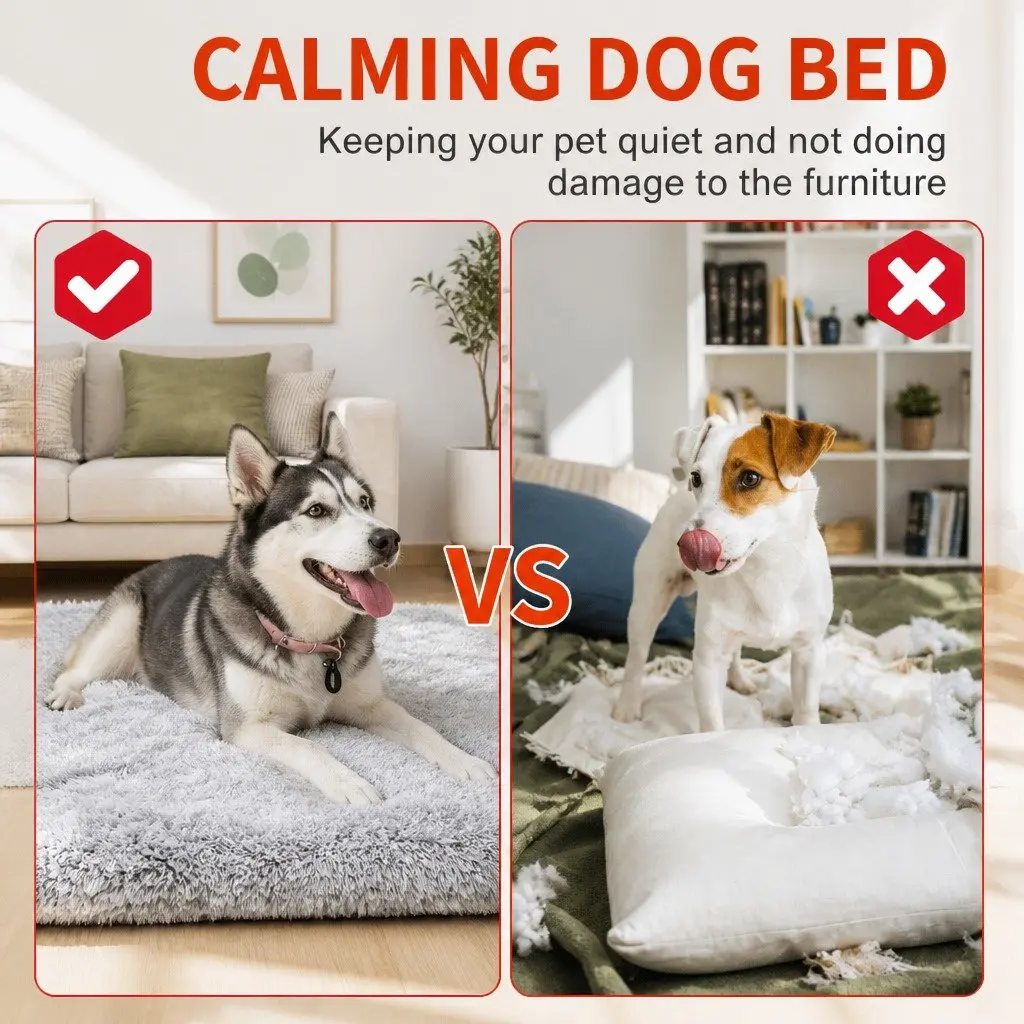 Dog Bed Mat Plush Soft Washable L Size Non-Slip Waterproof for Indoor Outdoor Use