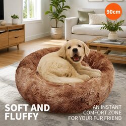 Stylish Round Plush Pet Bed for Comfortable Relaxation