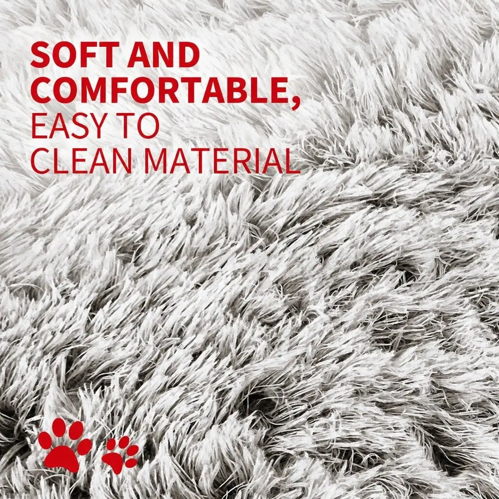 Pet Sofa Bed Small Size Calming Cushion Plush Mat with Removable Bolster Non-Slip Waterproof Fabric