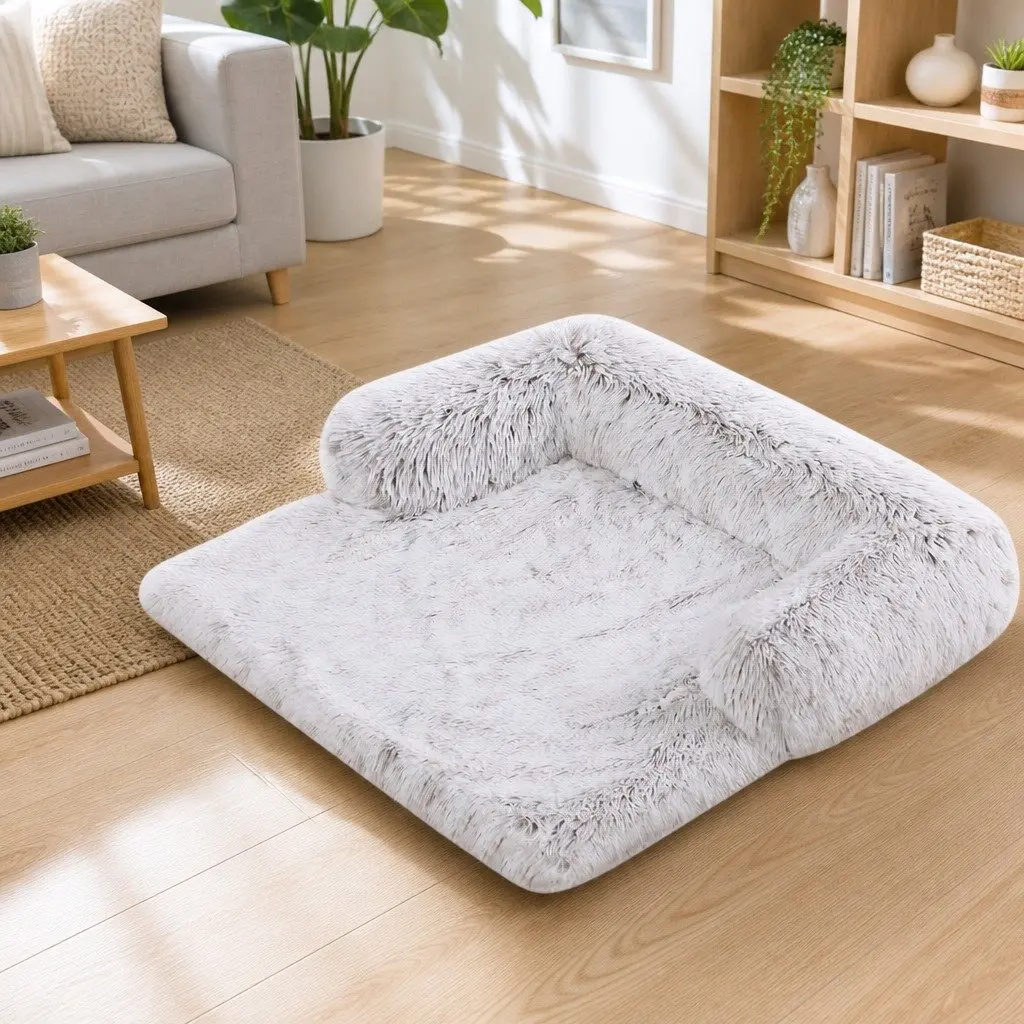 Kids Pet Sofa Bed Small Calming Waterproof Non-slip Cover with Removable Bolster for Dogs and Cats
