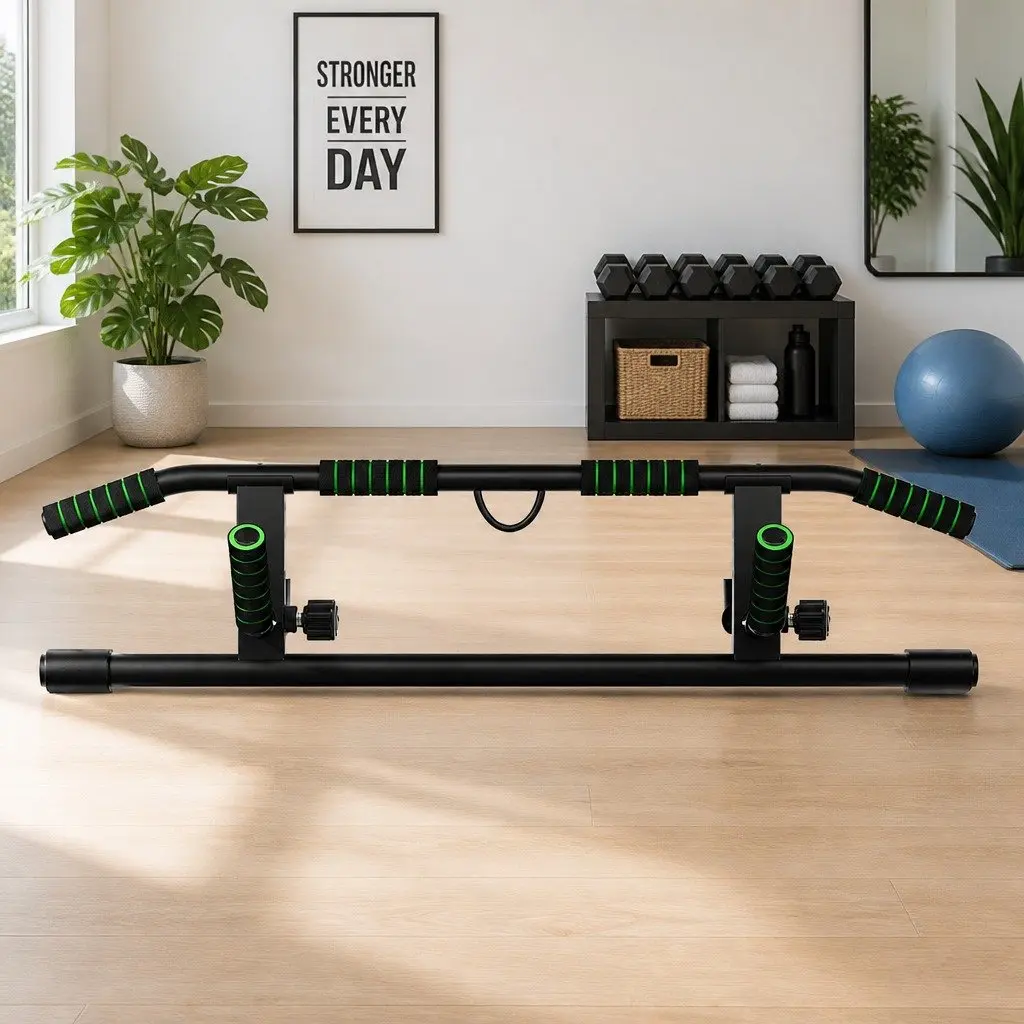Doorway Pull Up Bar Chin Up Multi-Grip Home Gym Exercise 101cm Black Workout