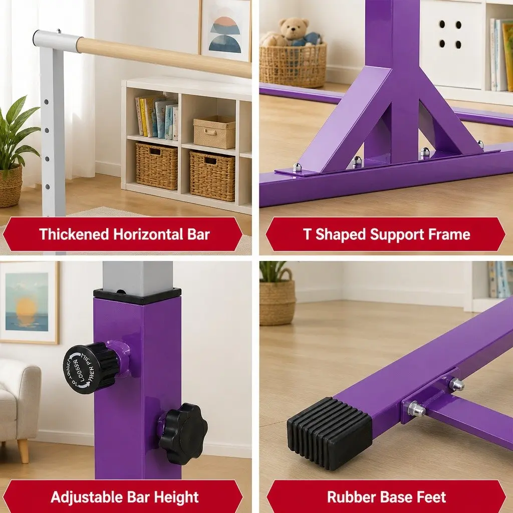 Kids Gymnastics Bar Adjustable Height Indoor Outdoor Training 103 to 158cm