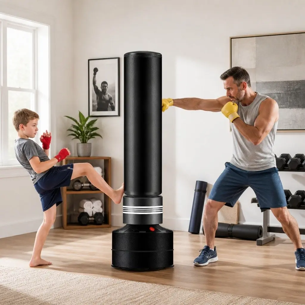 Free Standing Boxing Punching Bag 2-Zone Kicking Heavy Duty Martial Arts Training