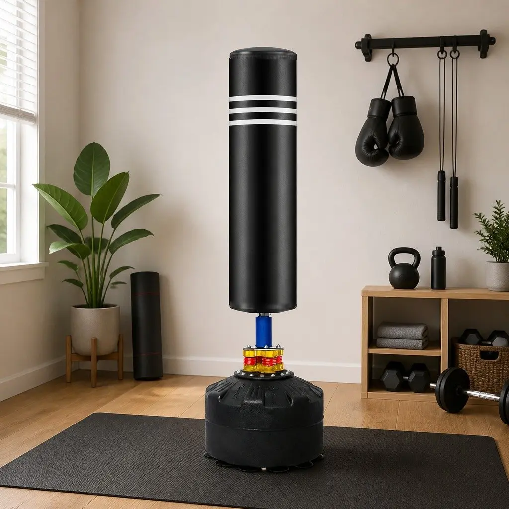 Free Standing Punching Bag 175cm Heavy Boxing Training Kick Bag with 360° Shock Absorption System and Sturdy Base for Martial Arts