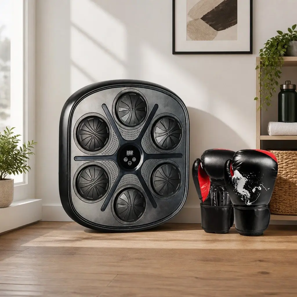Punching Box with Bluetooth Music Feature Wall Mount Home Workout Machine and 12OZ Boxing Gloves