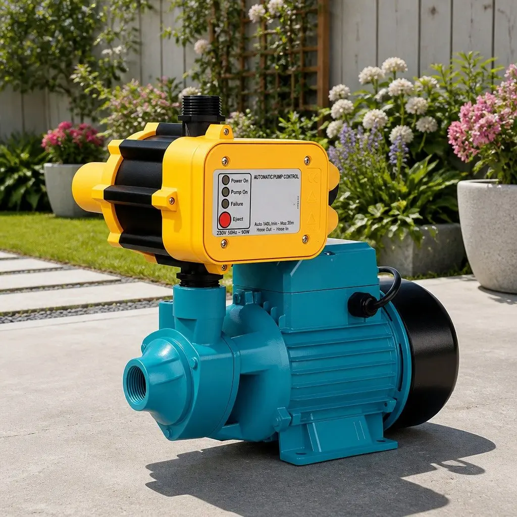 Garden Water Pump 750W Automatic Pressure Control Yellow Powerful Irrigation Booster