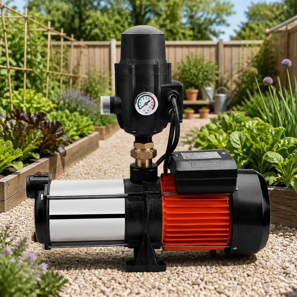1800W Multi-Stage Garden Water Pressure Pump Automatic Irrigation Booster Self-Priming Stainless Steel Impellers Continuous Operation