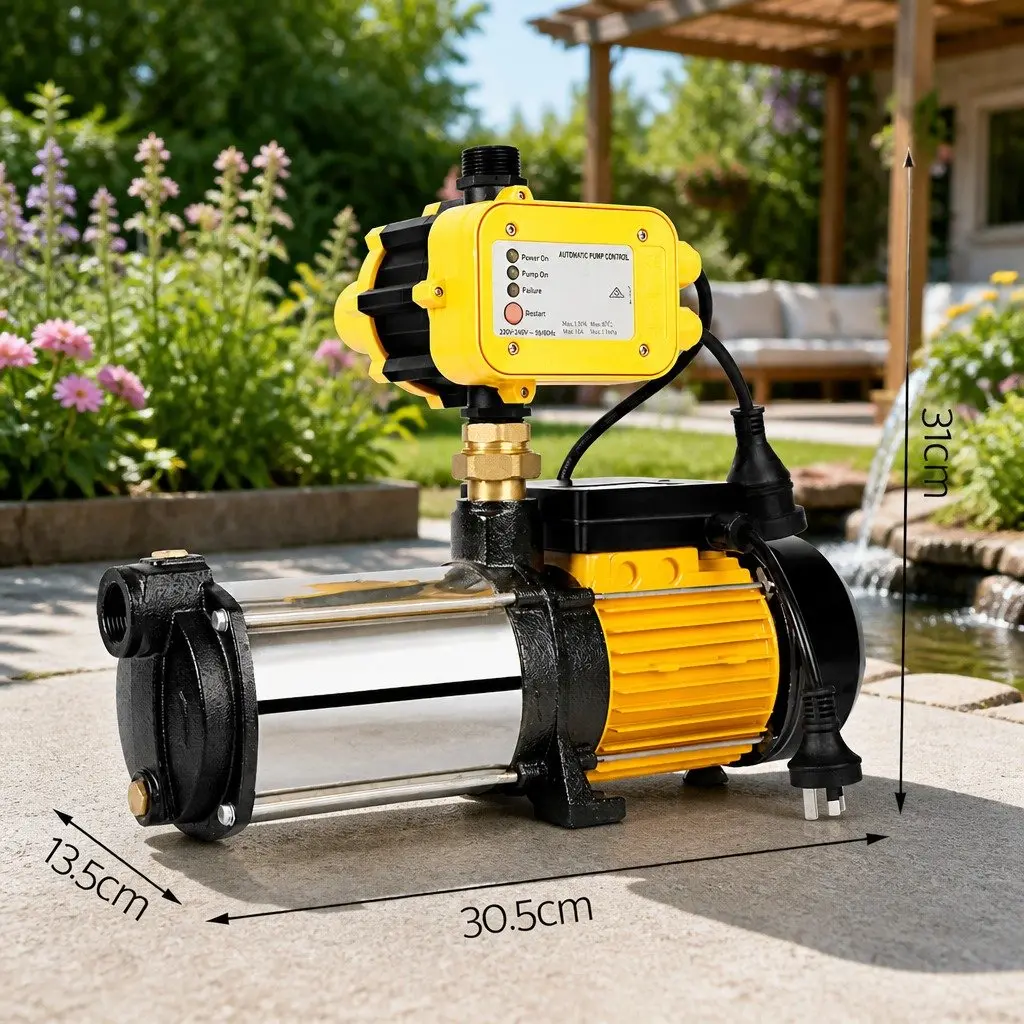 Irrigation Pump 2500W 5-Stage High Pressure Self-Priming with Automatic Pressure Controller Yellow