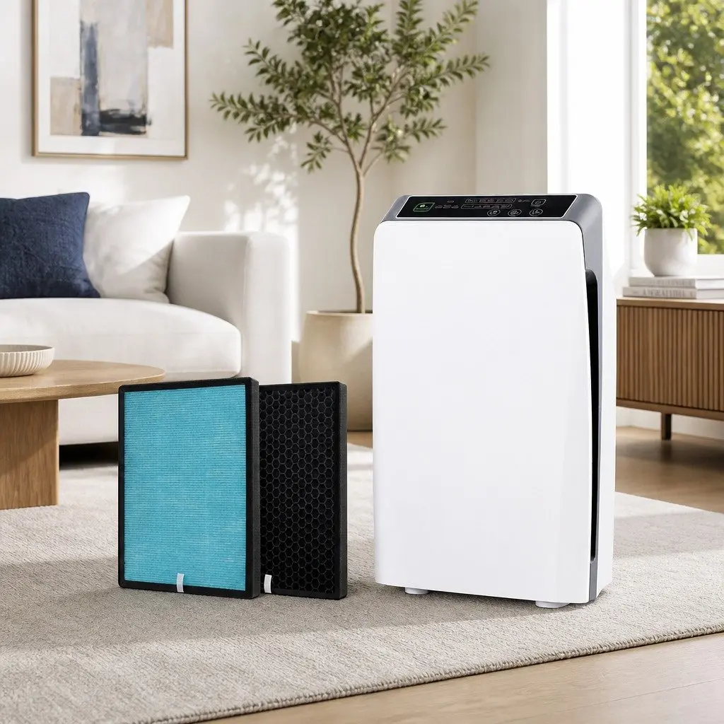 Air Purifier 4 Layer HEPA Filter Remote Control White