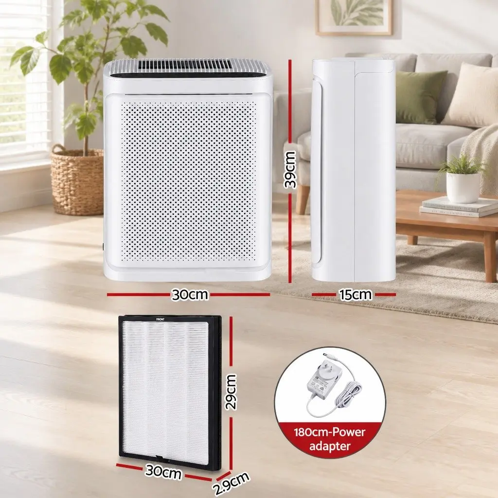 Air Purifier 200m³/h H12 HEPA Filter PM2.5 Display White