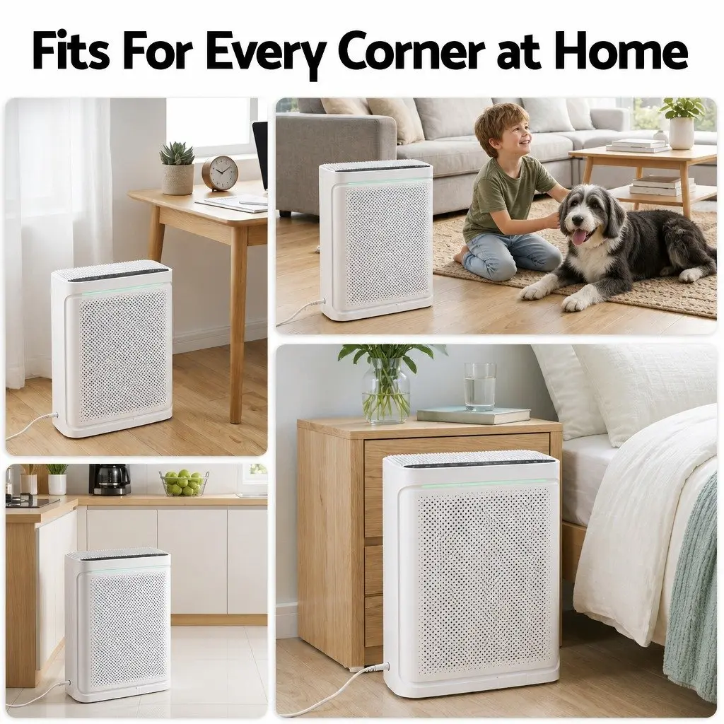 Air Purifier HEPA Filter 200m³/h PM2.5 Digital Display for Bedroom White