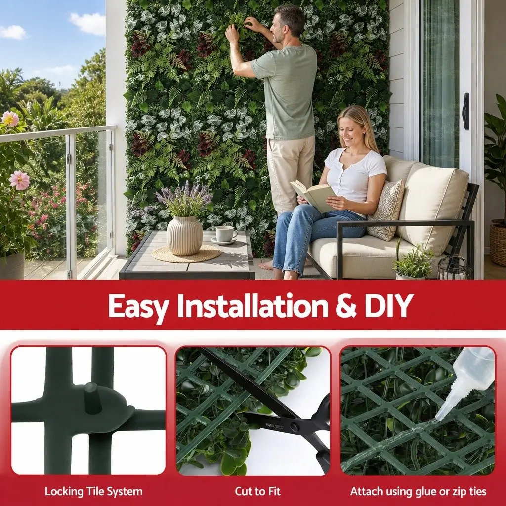 Artificial Plant Wall Panels 40X60CM 3D Realistic Boxwood Look UV-Resistant All-Weather Durable Easy Installation